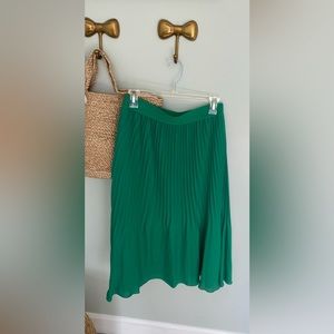 Emerald green J. Crew pleated midi skirt